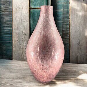 Crackled Glass Vase Vessel Purple Small Mouth Vase Bottle Art Glass Vase Decor